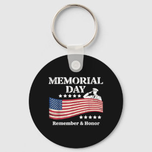 Memorial Day USA Flag Remember Honour Patriot Men Key Ring