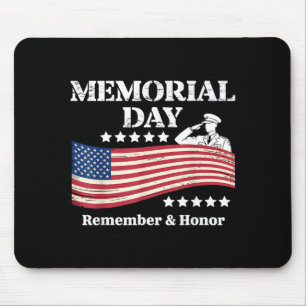 Memorial Day USA Flag Remember Honour Patriot Men Mouse Pad