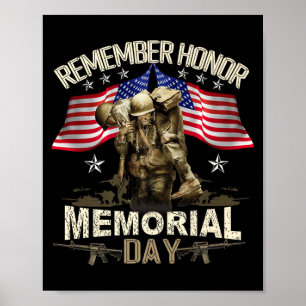 Memorial Day USA Flag Remember Honour Patriot Men Poster