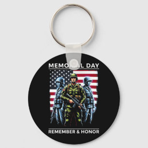 Memorial Day USA Flag Remember Honour Premium Key Ring