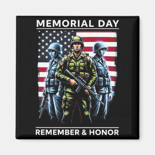 Memorial Day USA Flag Remember Honour Premium Magnet