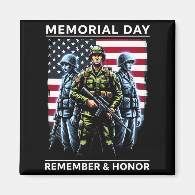 Memorial Day USA Flag Remember Honour Premium Magnet (Front)