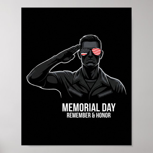 Memorial Day USA Flag Remember Honour Premium Poster (Front)
