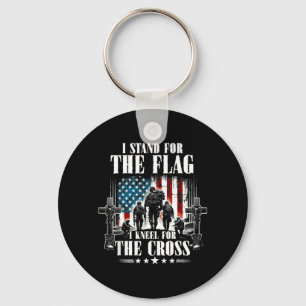Memorial Day Veteran Stand For The Flag Kneel For Key Ring
