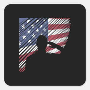 Memorial Day Veterans Day US Flag Soldier Square Sticker