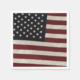 Memorial Day Watercolor American Flag Dessert Napkin