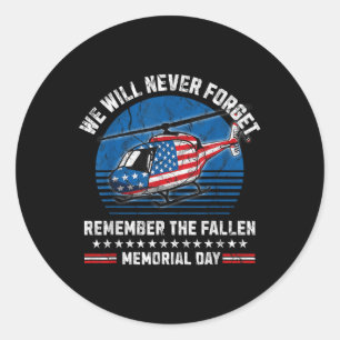 Memorial Day We Will Never Forget Usa Flag Classic Round Sticker