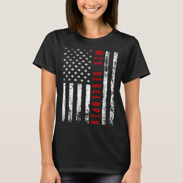 Memorial Day web developer usa flag T-Shirt (Front)