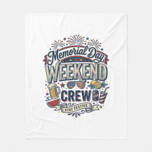 Memorial Day Weekend Crew Vintage Patriotic Shirt_ Fleece Blanket