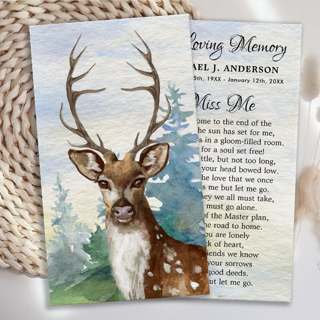 Memorial Deer Hunter Woodland Funeral Prayer Card (Creator Uploaded)