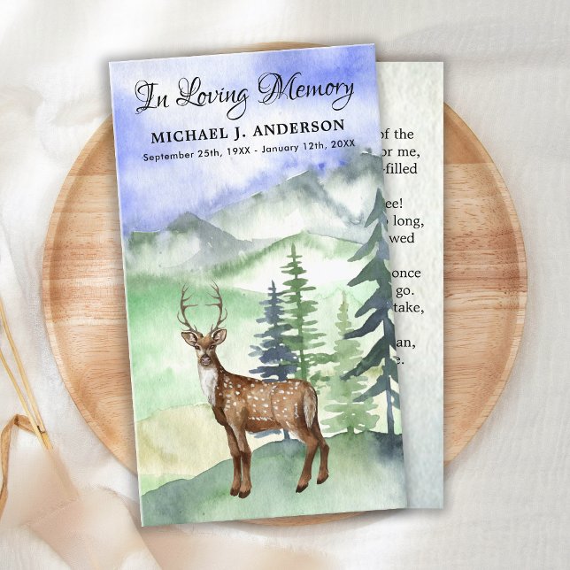 Memorial Deer Woodland Funeral Prayer Card (Creator Uploaded)