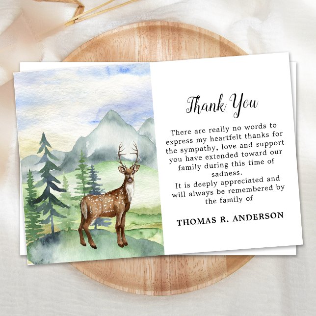 Memorial Deer Woodland Funeral Sympathy Thank You Card (Creator Uploaded)