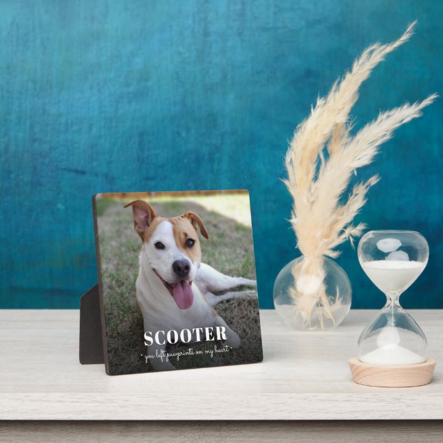 Memorial Dog Photo Pawprints On My Heart Plaque (Insitu)