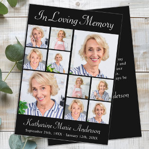 Memorial Elegant 6 Photo Collage Sympathy Funeral Thank You Card