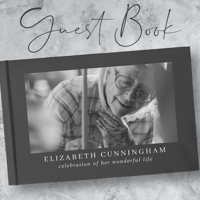 Memorial Elegant Modern Simple Custom Two Photo Guest Book (Creator Uploaded)