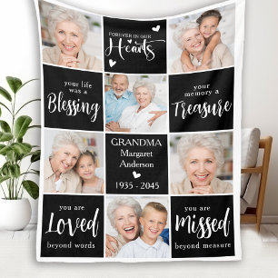Memorial Elegant Personalised Poem 6 Photo Collage Fleece Blanket