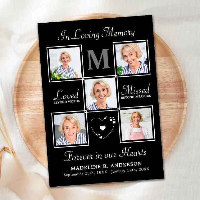Memorial Elegant Photo Collage Sympathy Funeral Thank You Card (Creator Uploaded)