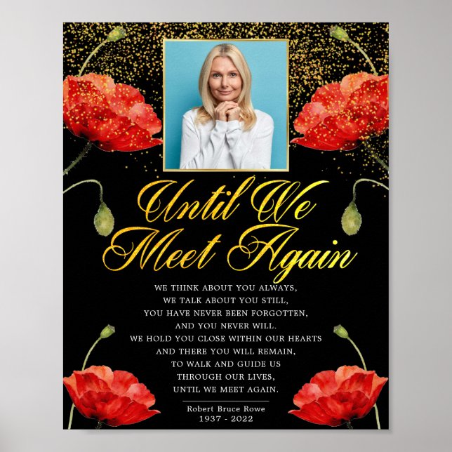 Memorial Elegant Red Roses Funeral Poem Sign (Front)