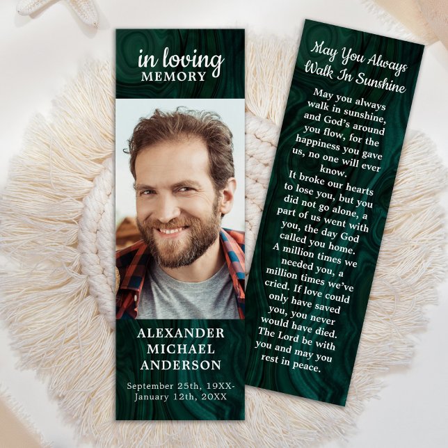 Memorial Emerald Green Funeral Prayer Bookmark  (Creator Uploaded)