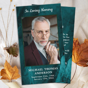 Memorial Emerald Green Marble Funeral Thank You Card
