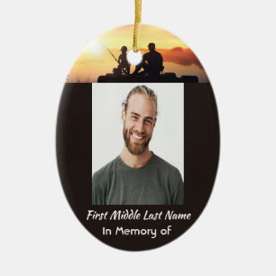 Memorial Father Son Fishing Fisherman Ceramic Ornament