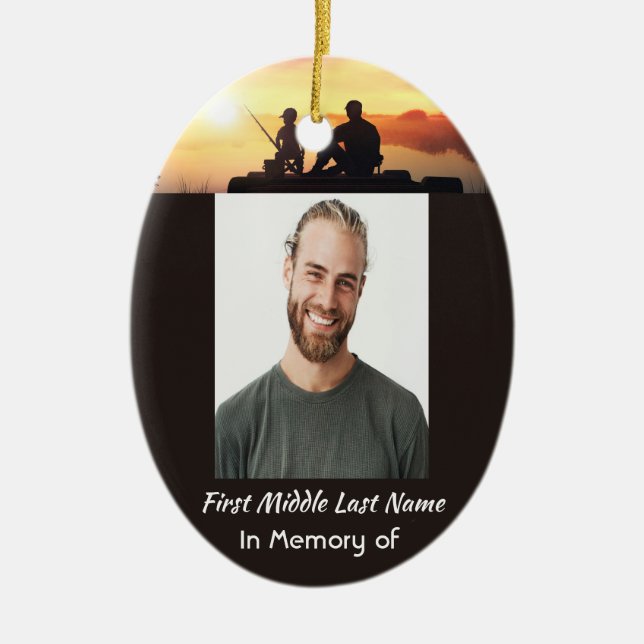  Memorial Father Son Fishing Fisherman Ceramic Ornament (Front)