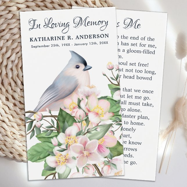 Memorial Floral Bird Poem Funeral Prayer Card (Creator Uploaded)