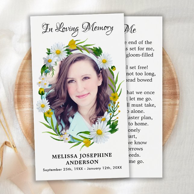 Memorial Floral Daisy Picture Funeral Prayer Card  (Creator Uploaded)