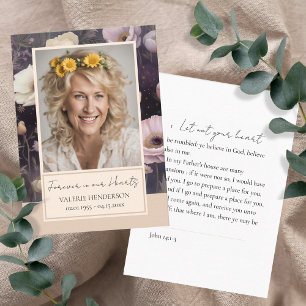Memorial Floral Photo Funeral Keepsake Business Card