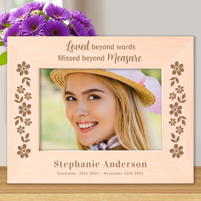 Memorial Floral Remembrance Custom Wood Picture Etched Frames (Creator Uploaded)