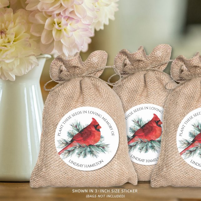 Memorial Flower Seeds Cardinal Pine Favour Classic Round Sticker (Creator Uploaded)