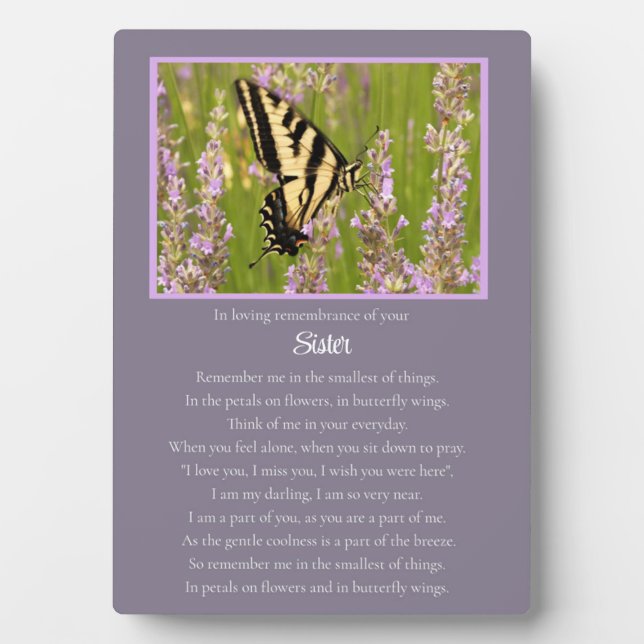 Memorial for Sister Butterfly Remembrance Plaque (Front)