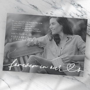 Memorial Forever Hearts Simple Modern Photo Thank You Card