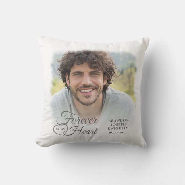 Memorial FOREVER IN MY HEART Photo Keepsake Cushion (Front)