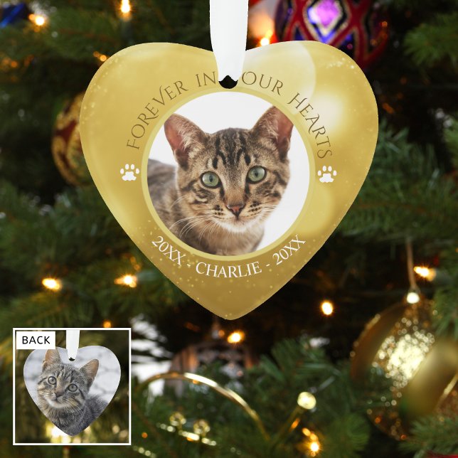 Memorial FOREVER IN OUR HEARTS Cat Photo Ornament (Creator Uploaded)