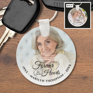 Memorial Forever In Our Hearts Photo Name Keepsake Key Ring