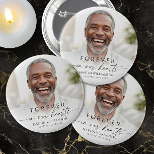 Memorial Forever in Our Hearts Photo Personalised 6 Cm Round Badge