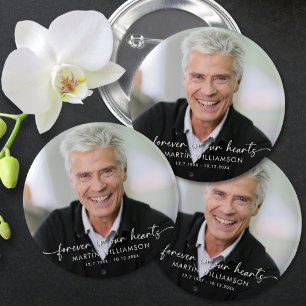 Memorial Forever In Our Hearts Photo Personalized 6 Cm Round Badge