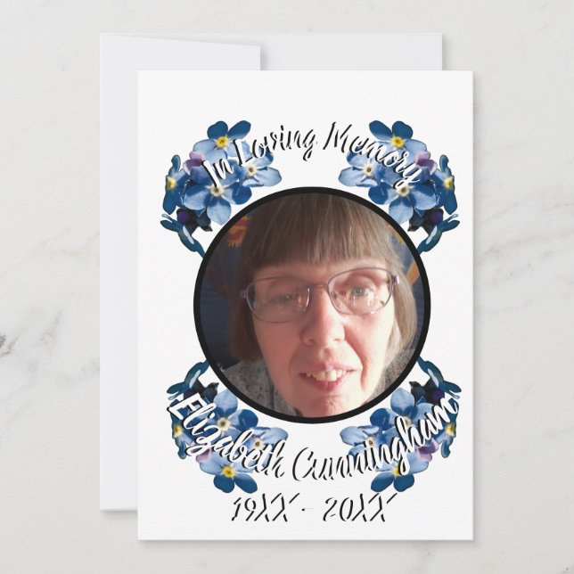 Memorial Forget Me Not Blue Floral Photo Program (Front)