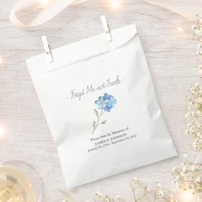 Memorial Forget Me-not Seed Funeral  Favour Bag (Clipped)