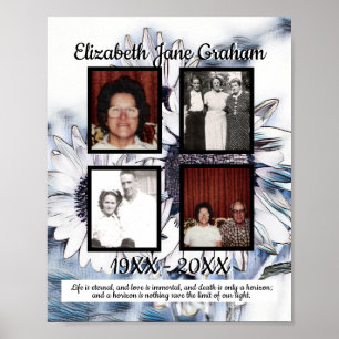 Memorial Four Photo Blue White Digital Sunflowers Poster