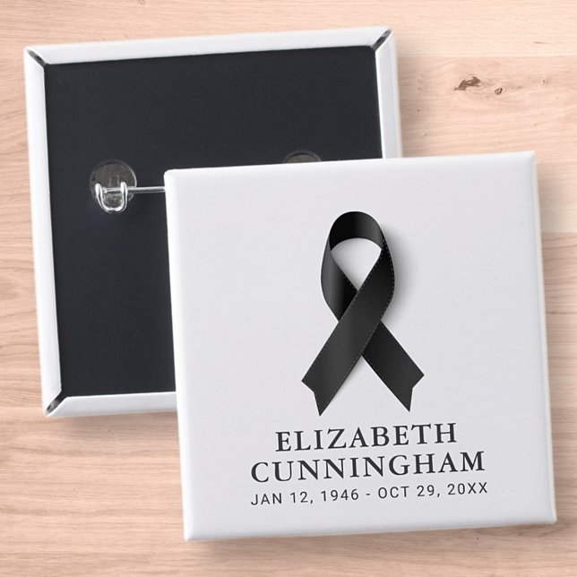 Memorial Funeral Black Ribbon Modern Simple 15 Cm Square Badge (Creator Uploaded)