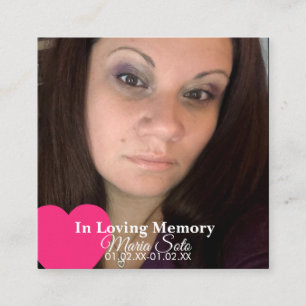 Memorial Funeral Burial Celebration of Life Photo Square Business Card