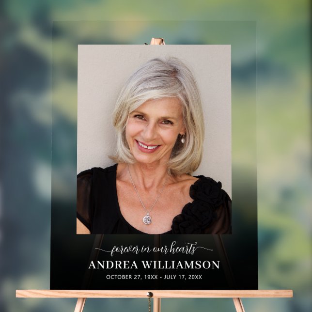 Memorial Funeral Celebration of Life Photo Acrylic Sign (Neutral)