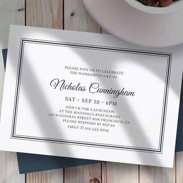 Memorial Funeral Classic Simple Elegant Invitation (Creator Uploaded)