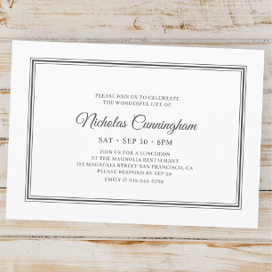 Memorial Funeral Classic Simple Elegant Invitation