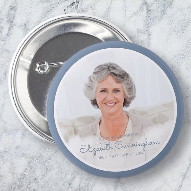 Memorial Funeral Clouds in Heaven Modern Photo 6 Cm Round Badge (Creator Uploaded)
