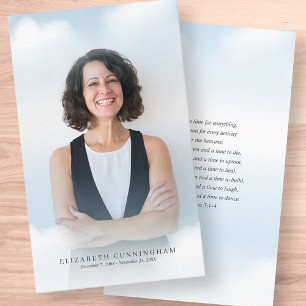 Memorial Funeral Clouds in Heaven Modern Photo Business Card