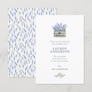 Memorial Funeral Country Rustic Lavender Florals Thank You Card