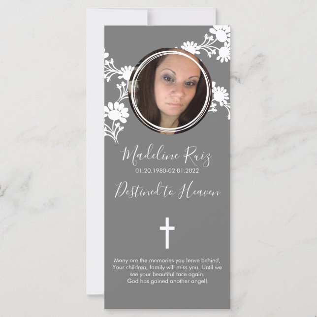 Memorial Funeral Cross Photo Floral Motif (Front)